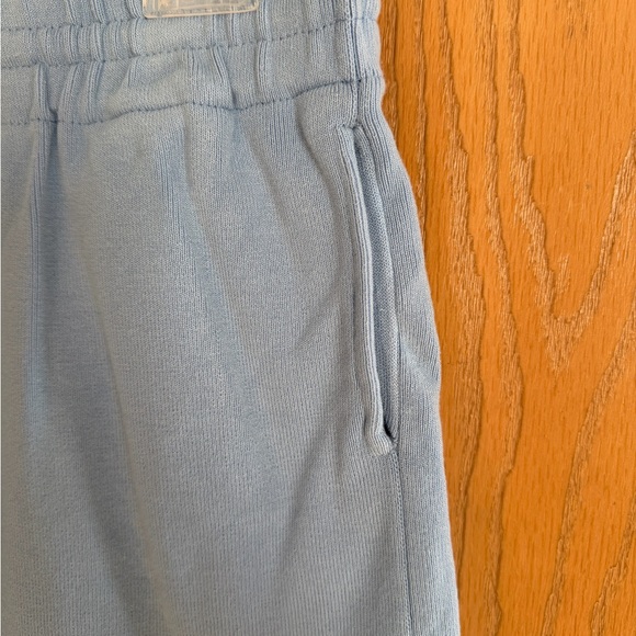 ZARA Light Blue Ribbed Drawstring Mid-Rise Athleisure Athletic Shorts Size M - Picture 3 of 11